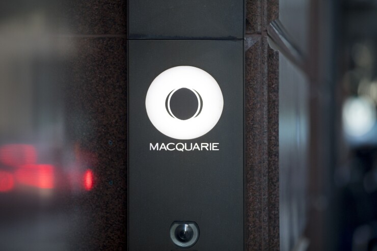 The Macquarie Group Ltd. logo at the company's headquarters in Sydney, Australia