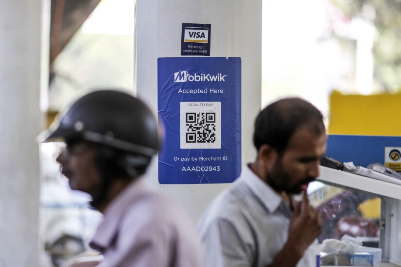 MobiKwik signage with Visa logo