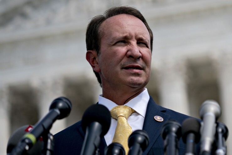Jeff Landry, Louisiana attorney general, speaks during a news conference outside the Supreme Court in Washington, D.C., U.S., on Monday, Sept. 9, 2019