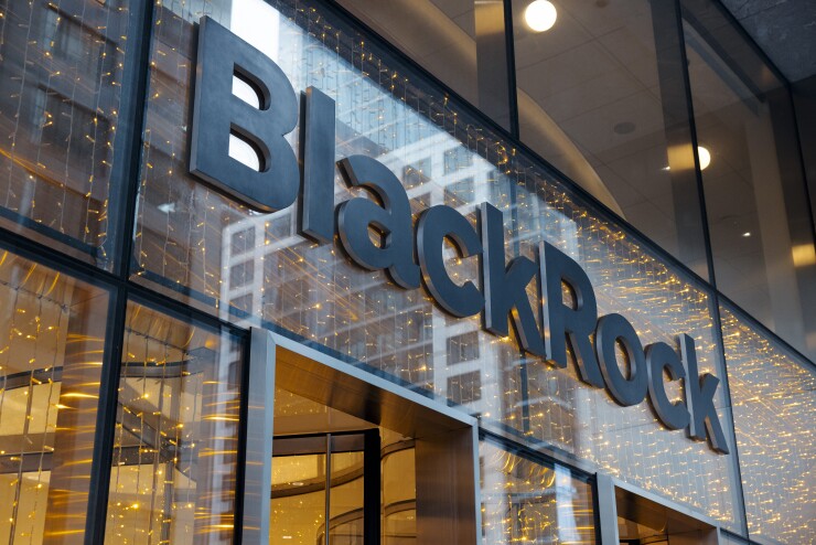 BlackRock's name is at the top of its door at the NY headquarters.