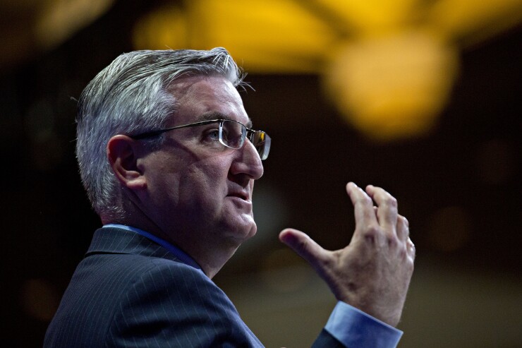 Eric Holcomb, governor of Indiana, speaks during the SelectUSA Investment Summit in National Harbor, Maryland, U.S., on Thursday, June 21, 2018.