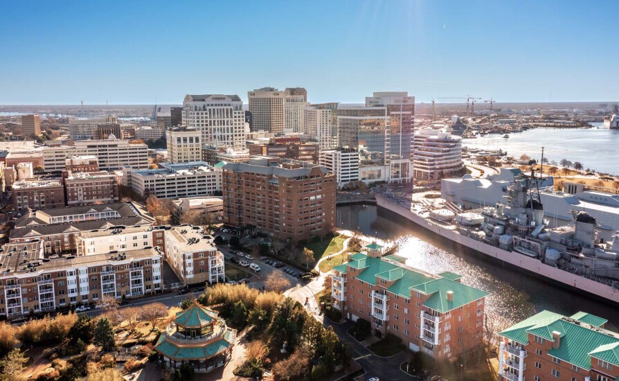 aerial view of norfolk virginia