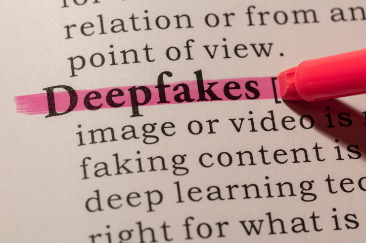 The word deepfakes highlighted in a dictionary