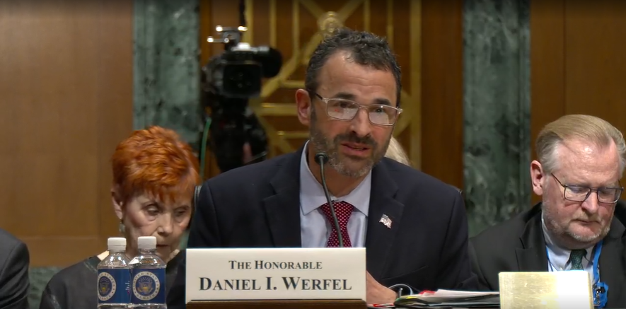 IRS Commissioner Danny Werfel testifying before the Senate Finance Committee