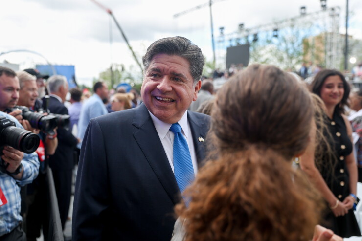 Illinois Gov. JB Pritzker outside the Obama Presidential Center