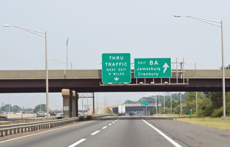 New Jersey Turnpike signage.