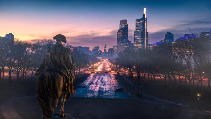 Philadelphia with statue
