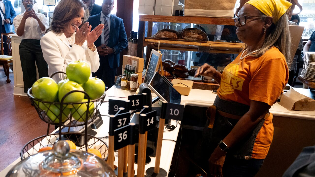 Kamala Harris at a campaign stop in Georgia in August
