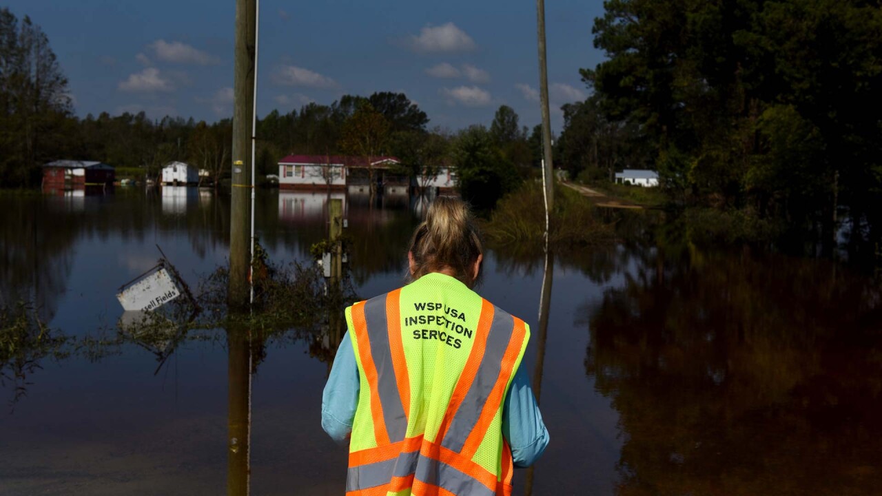FEMA contractor inspects flooded area after a hurricane