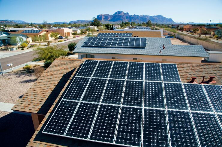 Solar panels on residential roofs in Arizona