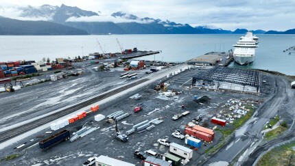 Cruise terminal building under construction in Seward, Alaska