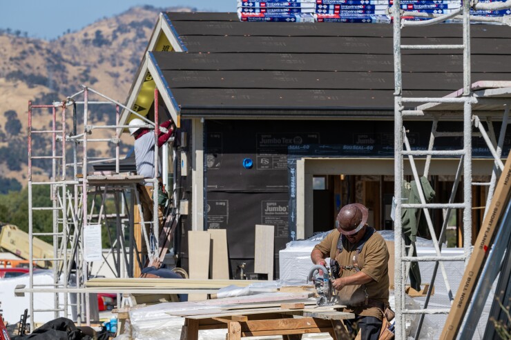 Homes under construction in California