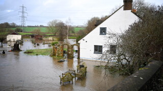 A house affected by flooding in the hamlet of Weycroft in the U.K., on Jan. 27.