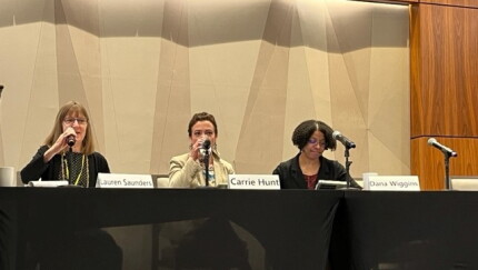 Left to right: Lauren Saunders, associate director at the National Consumer Law Center; Carrie Hunt, president and CEO of the Virginia Credit Union League; Dana Wiggins, director of economic justice at the Virginia Poverty Law Center.