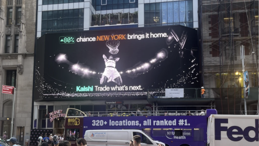 A picture of a Kalshi ad in Times Square, New York.