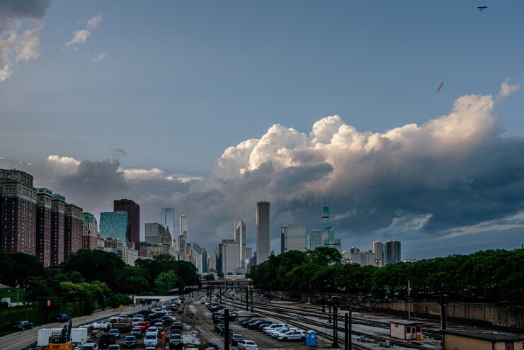 Chicago's skyline viewed from the south side of the city