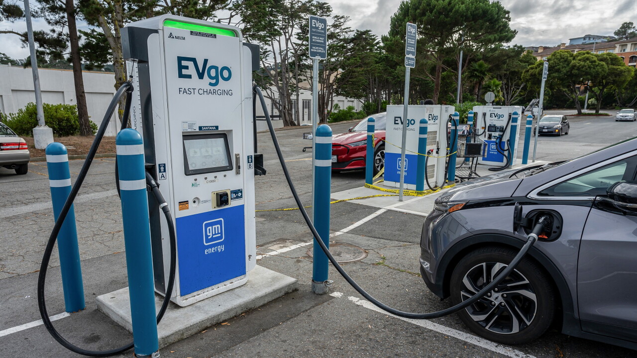 Electric car at EVgo charging station