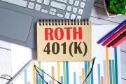 ROTH 401K written on a notepad with office tools,business concept