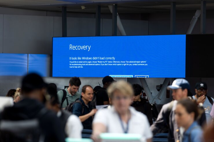 The Microsoft Corp. Windows Recovery screen displayed at John F. Kennedy International Airport in New York
