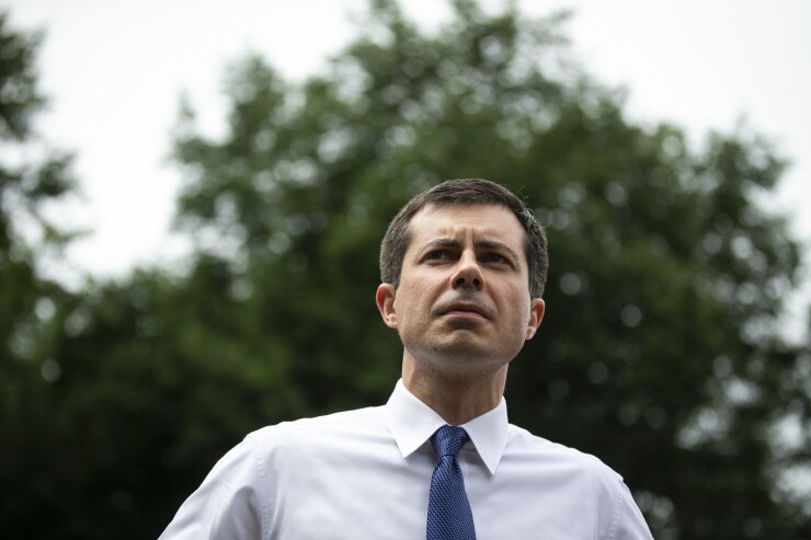 Pete Buttigieg, mayor of South Bend and 2020 presidential candidate, participates in a Moral Witness rally in Washington on June 12, 2019.