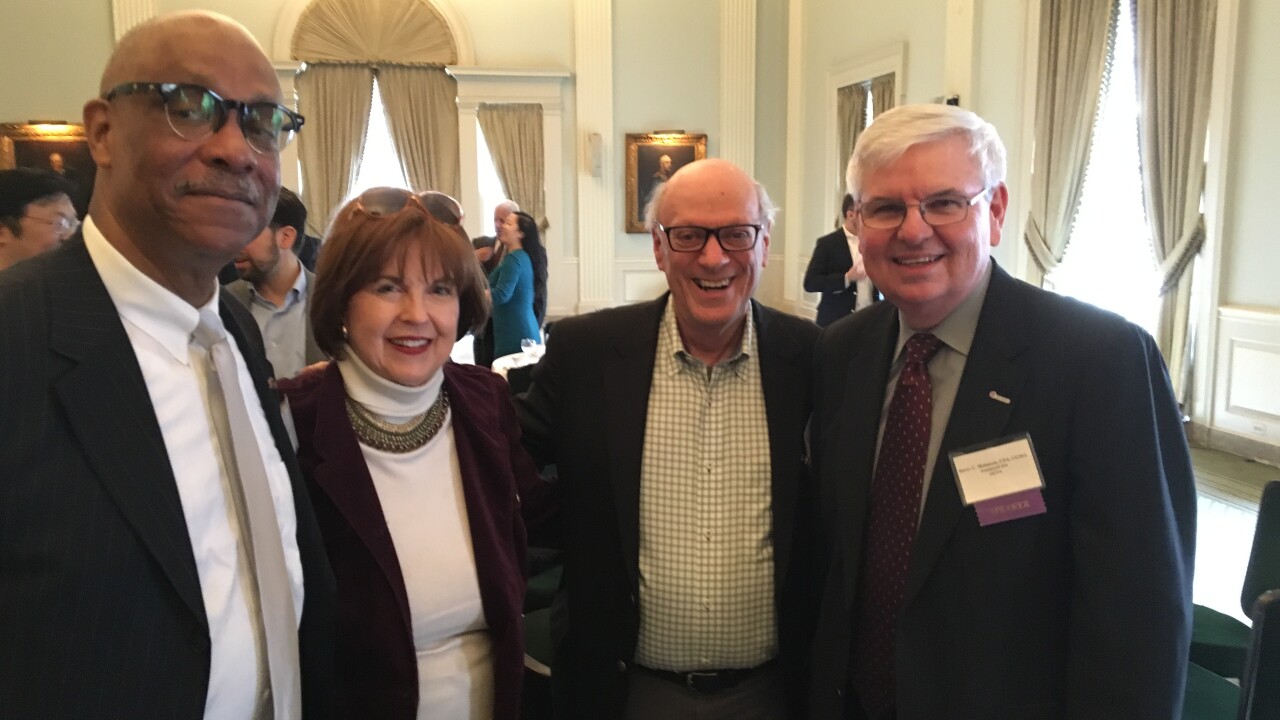 Left to right: J. Michael Kirkland and Kelly Welles of the Accountants Club of America, Ed Mendlowitz of Withum, and Barry Melancon of the AICPA