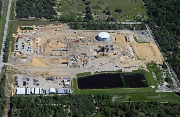 Southeast Lower Floridan Aquifer Wellfield Water Production Facility aerial view