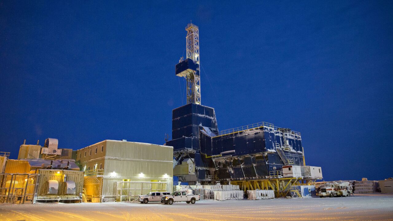 Oil drilling rig on Alaska's North Slope