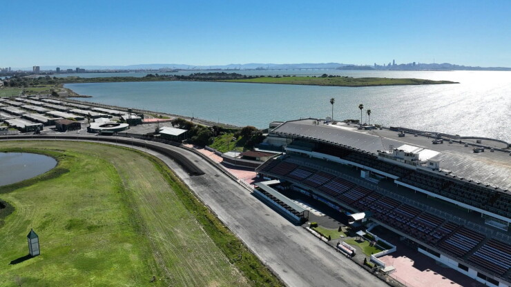 Closed-down horse racing track next to San Francisco Bay