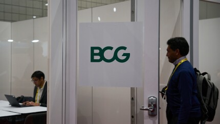 Door with Boston Consulting Group logo on it