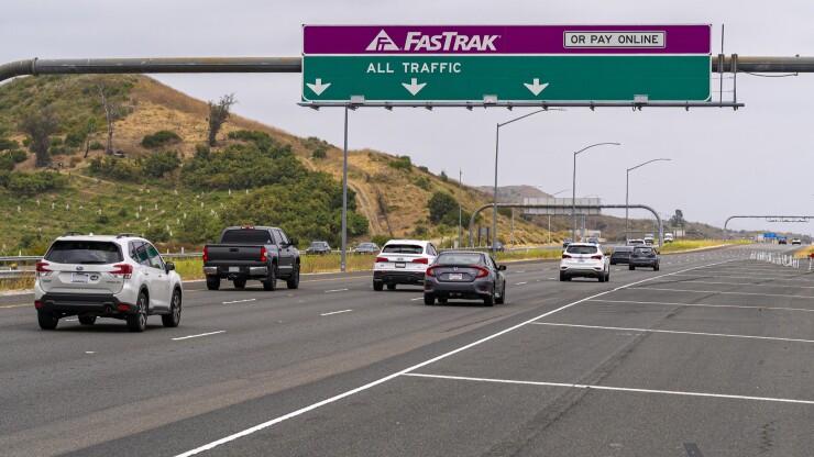Toll road signage in Orange County, California