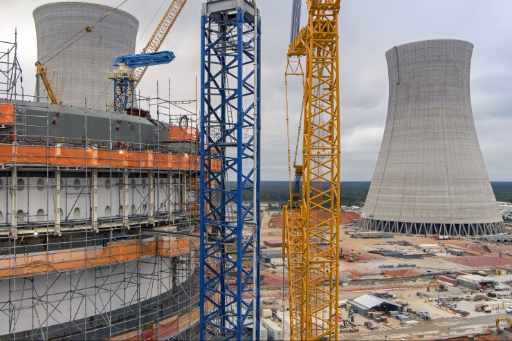 Georgia's Plant Vogtle in October 2019 showing work on the shield building and containment vessel for reactor No. 3.