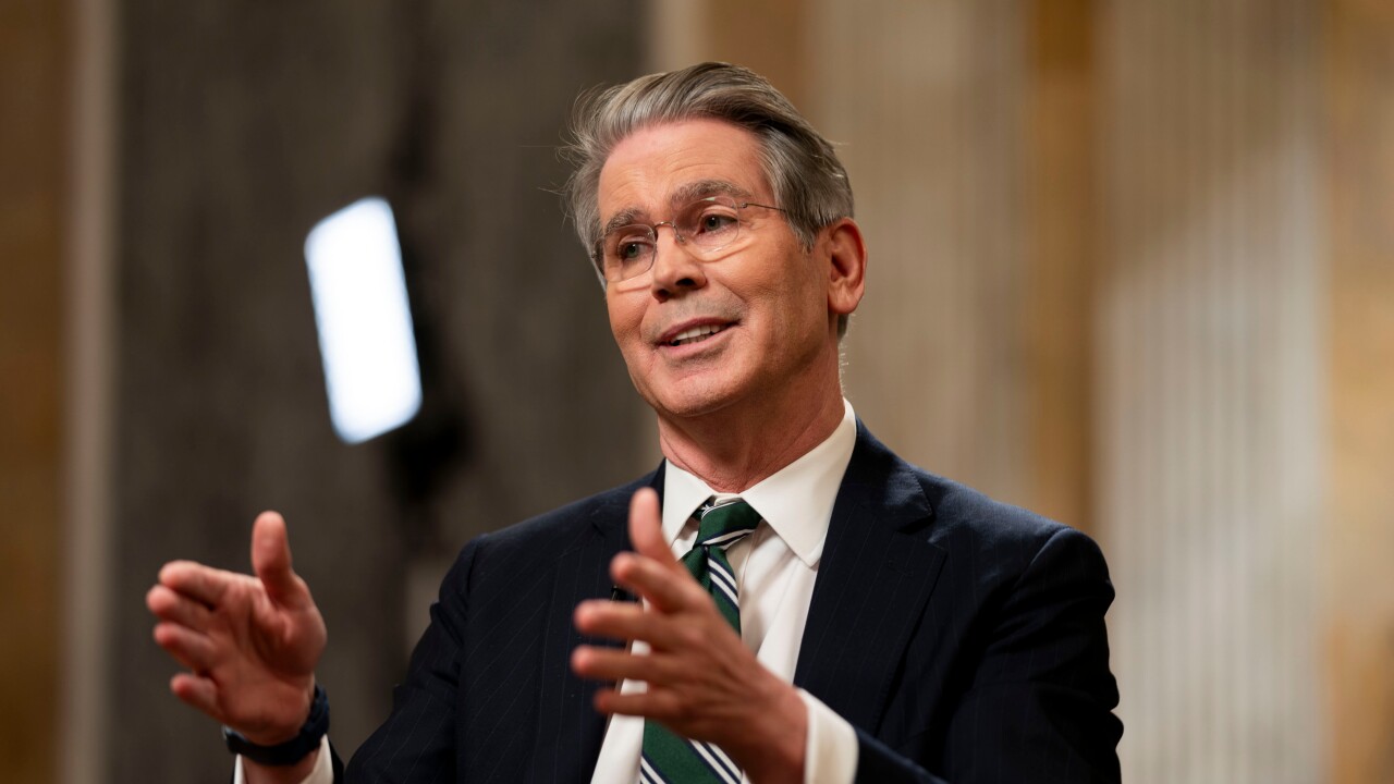 Treasury Secretary Scott Bessent speaks during an interview at the Treasury Department