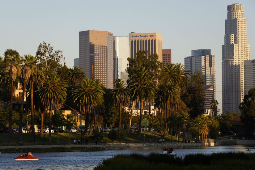 Los Angeles, California skyline from Echo Park