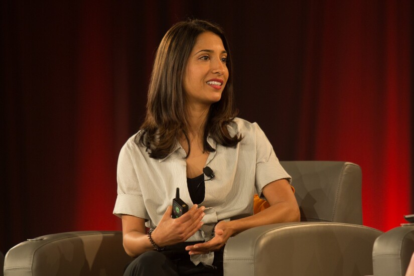 Shivani Siroya, founder and CEO of Tala, speaking at the 2018 CO-OP THINK Conference in Chandler, Ariz.