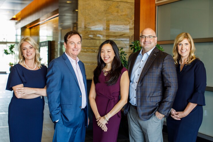 Kimberly Mawk, Duncan Corley, Kris Yamano, Jason Miller and Louise Goudy of Crewe Advisors