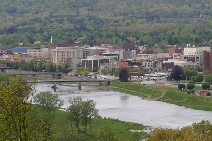 Downtown Elmira, and the Chemung River