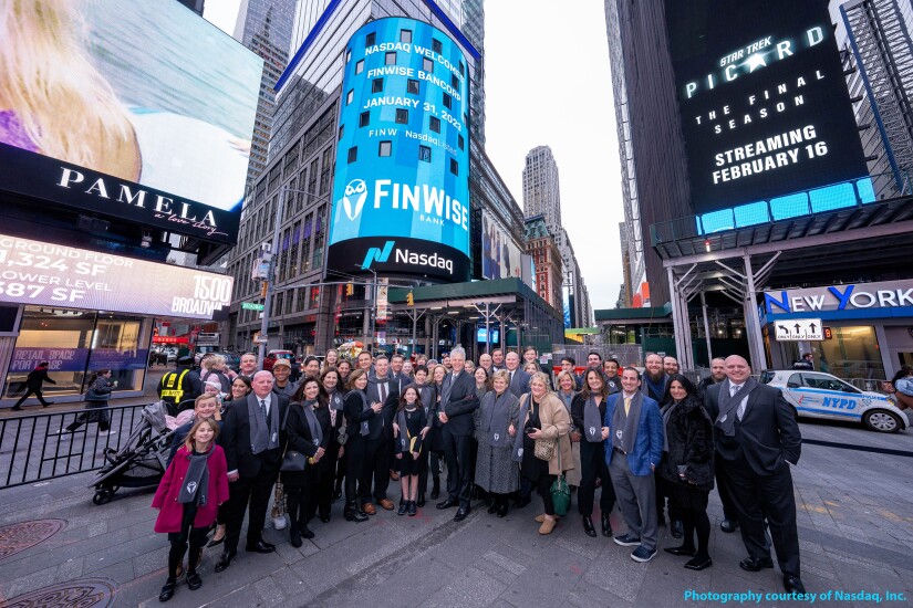FinWise Bank rings the Nasdaq Bell.