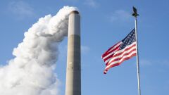 American Flag And Smokestack