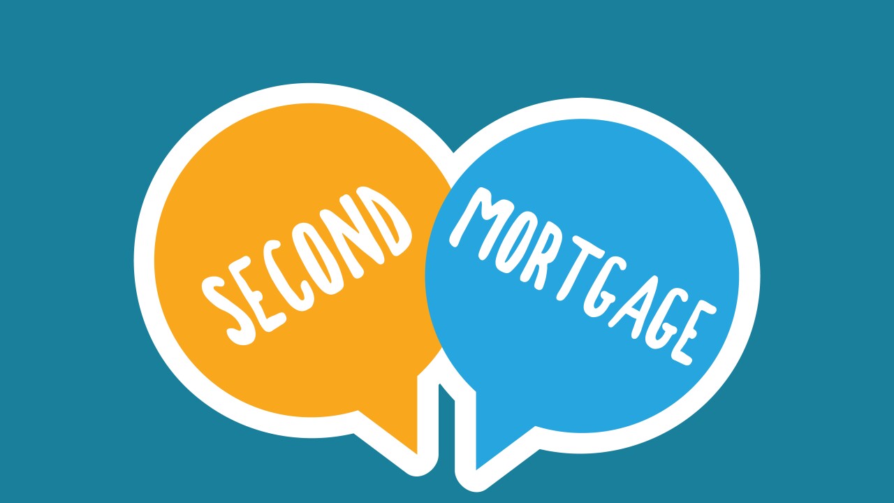 Writing note showing Second Mortgage. Business photo showcasing lien on property which is subordinate to more senior one