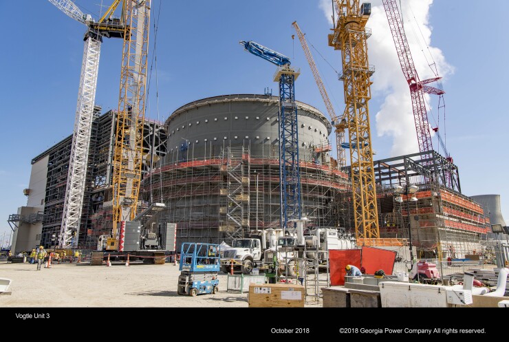 Work continues on two nuclear reactors at Georgia's Plant Vogtle in October 2018.