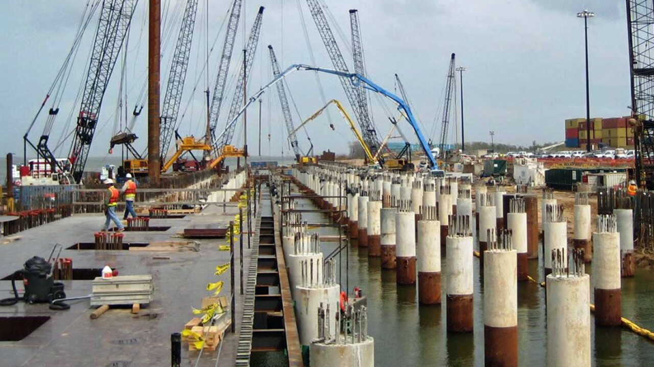 Port of Houston Authority built a 1,332-foot long wharf extension to its Bayport Container Terminal. Photo from 2009