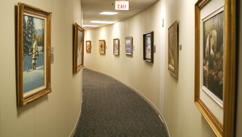 Tom James, the firm’s chairman emeritus, is an avid art collector, and the company’s hallways are decorated with contemporary paintings and sculptures, imbuing an art gallery vibe.