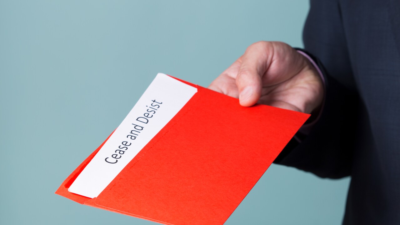 Cease and desist a letter