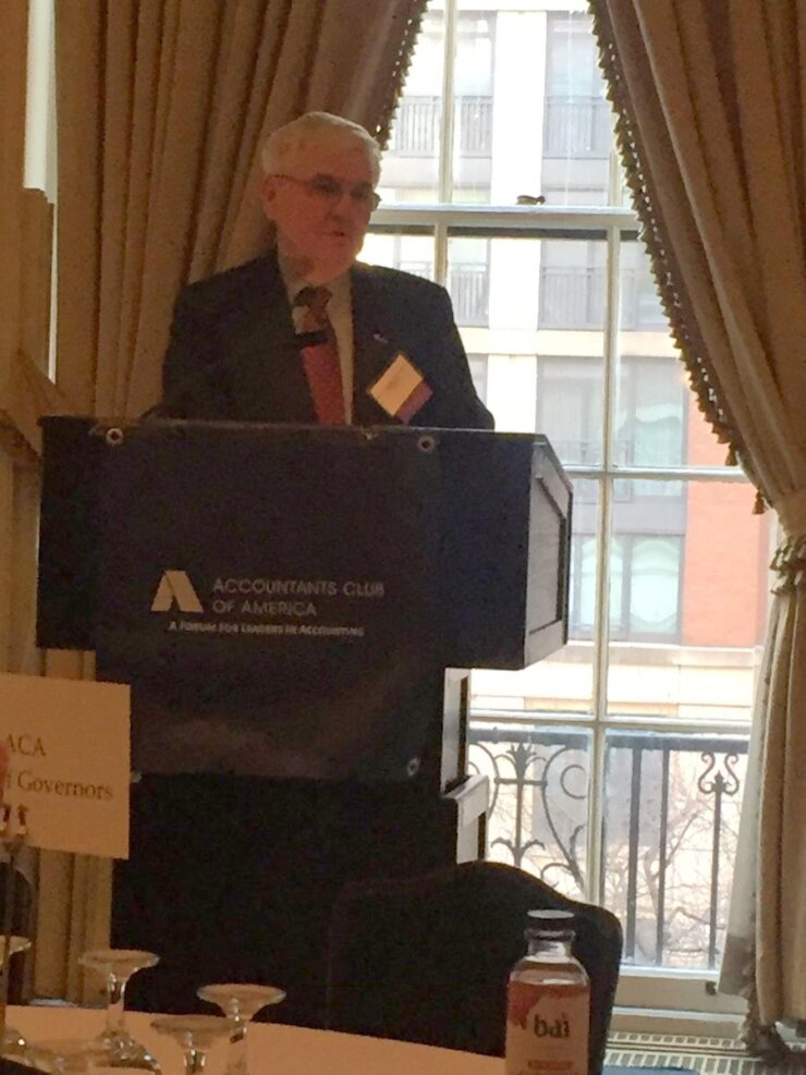 AICPA president and CEO Barry Melancon speaking at the Accountants Club of America