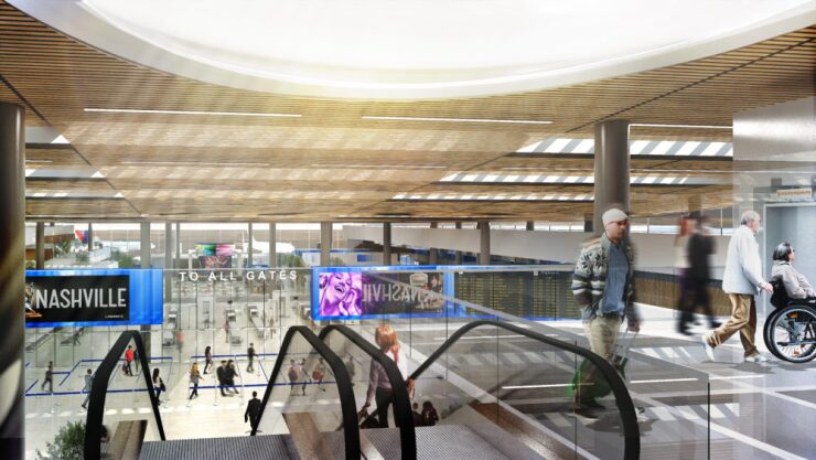A rendering shows how the terminal will look at Nashville International Airport in Tennessee, after a $3 billion capital improvement program.