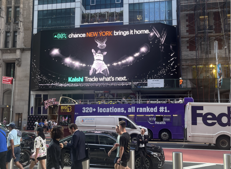 A picture of a Kalshi billboard in New York's Times Square.