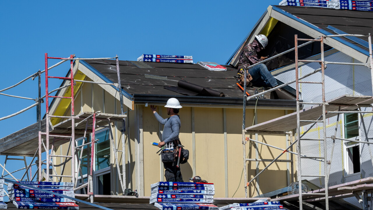 A new home under construction in Vacaville, California.