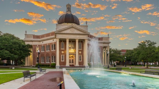 The iconic Administration Building on the campus of the University of Southern Mississippi in Hattiesburg, MS