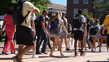 Students on a college campus