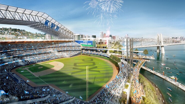 Rendering of MLB stadium in Portland, Oregon